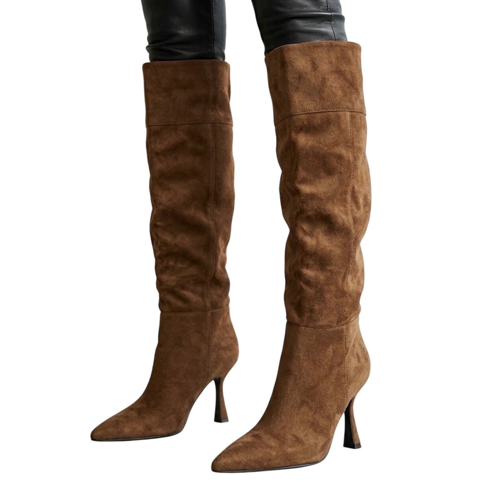 Jeffrey Campbell Brown Suede Pointed-Toe Over-the-Knee Boots